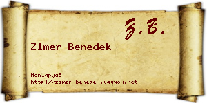 Zimer Benedek névjegykártya